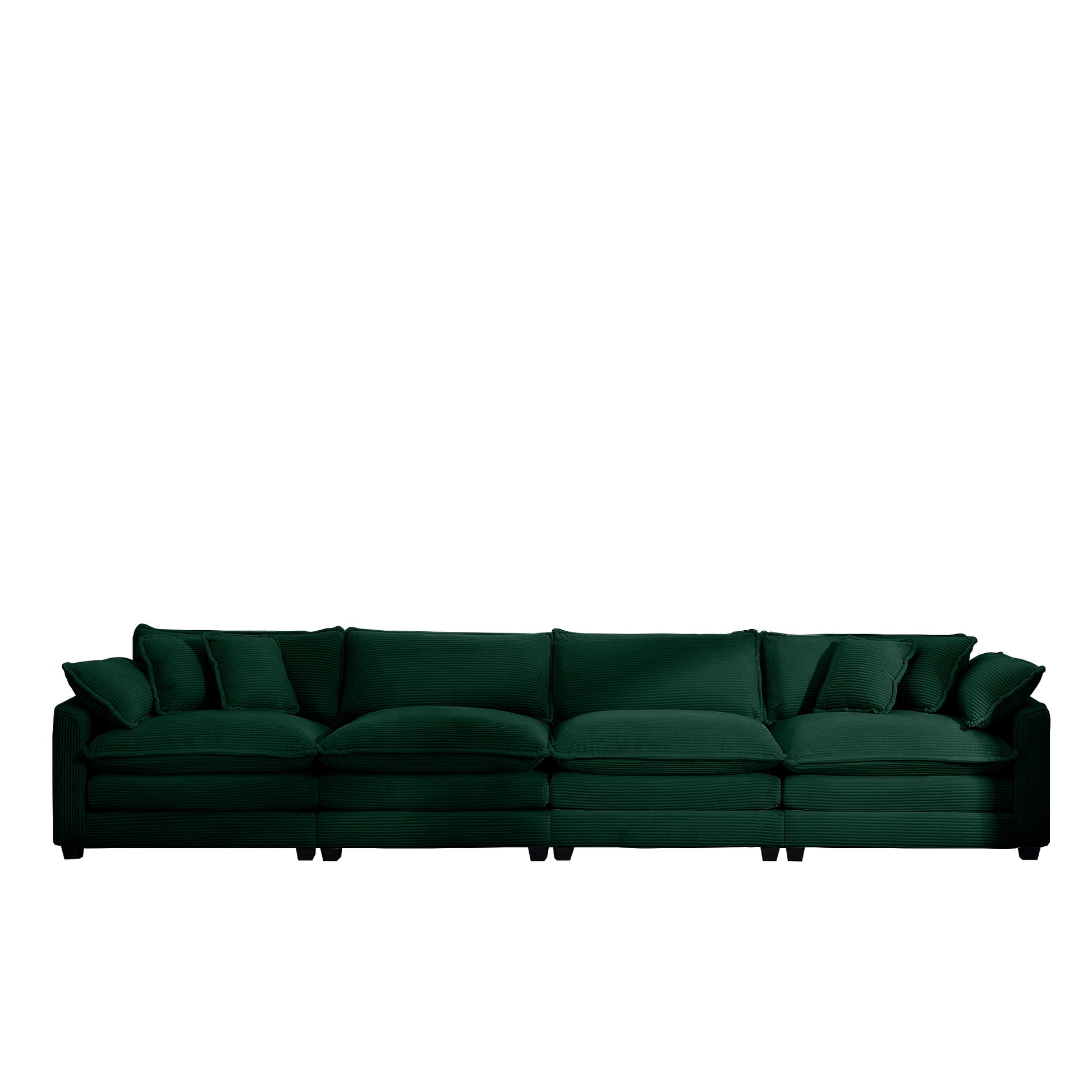Corduroy Sofamodern Upholstered 4 Seater Corduroy Fabric Sofaoffice Living Room Apartment Comfortable Sofa, Easy To Assemble With 2 Arm Pillows And 4 Throw Pillows Green Corduroy 4 Seat