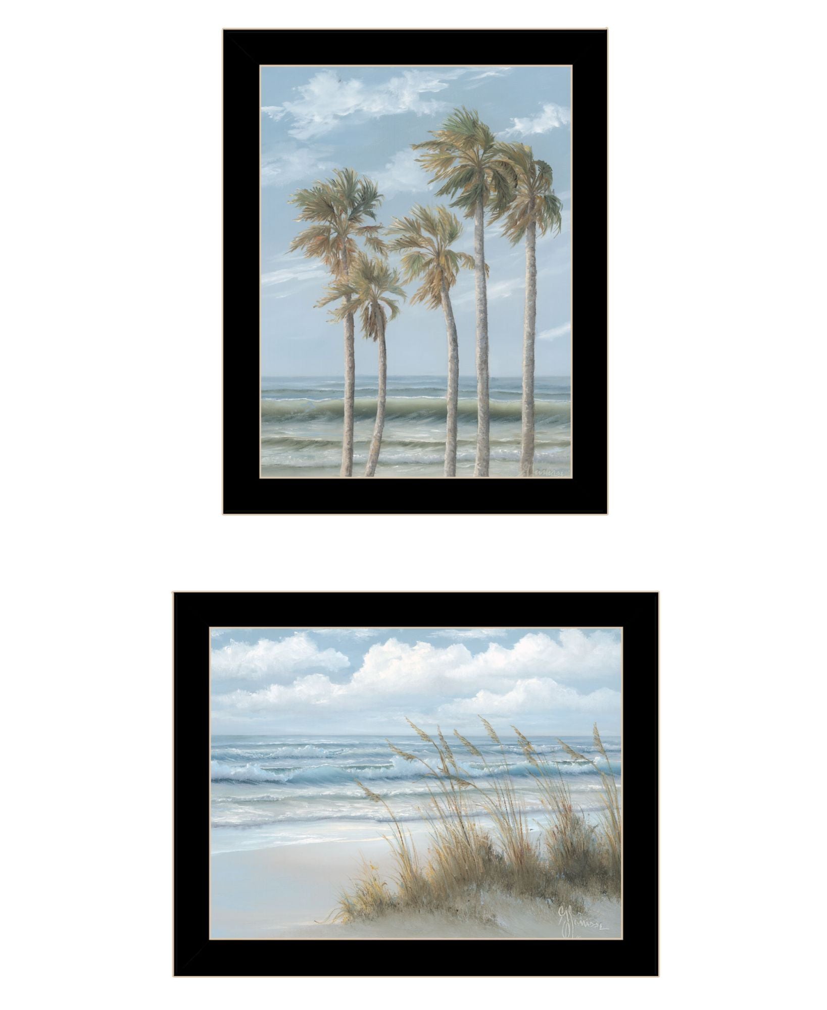 "Winds Of The Ocean Blowing The Palm Trees And Sea Oats" Framed Wall Art For Living Room, Wall Art Print For Home Decor, Bedroom Wall Art By Georgia Janisse Multicolor Wood Paper