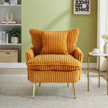 24003 Seat Office, Home, Children'S Use, Princess Chair, Leisure Chair Yellow Corduroy