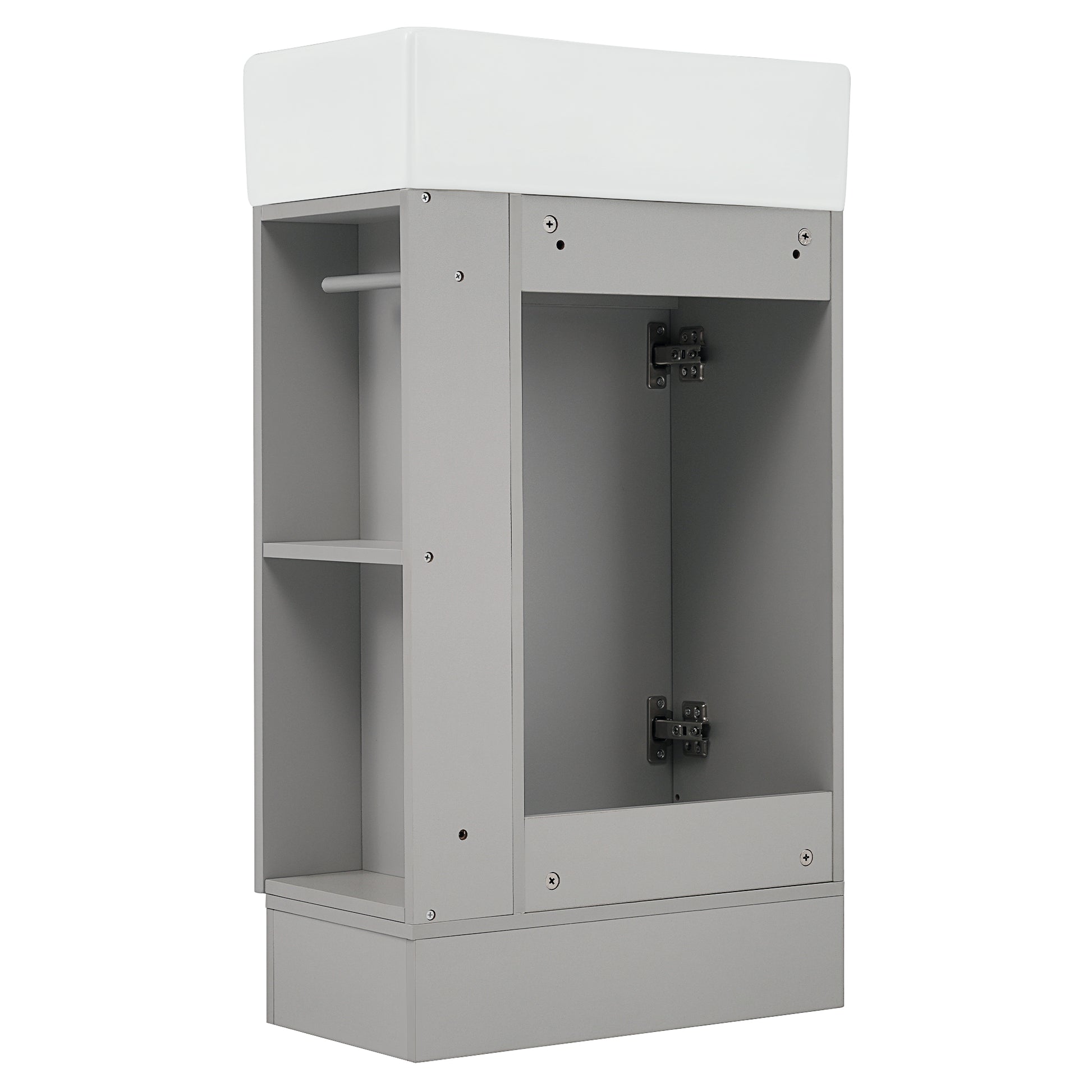 18.6" Bathroom Vanity With Sink, Bathroom Vanity Cabinet With Two Tier Shelf, Left Or Right Orientation, Grey Grey Mdf