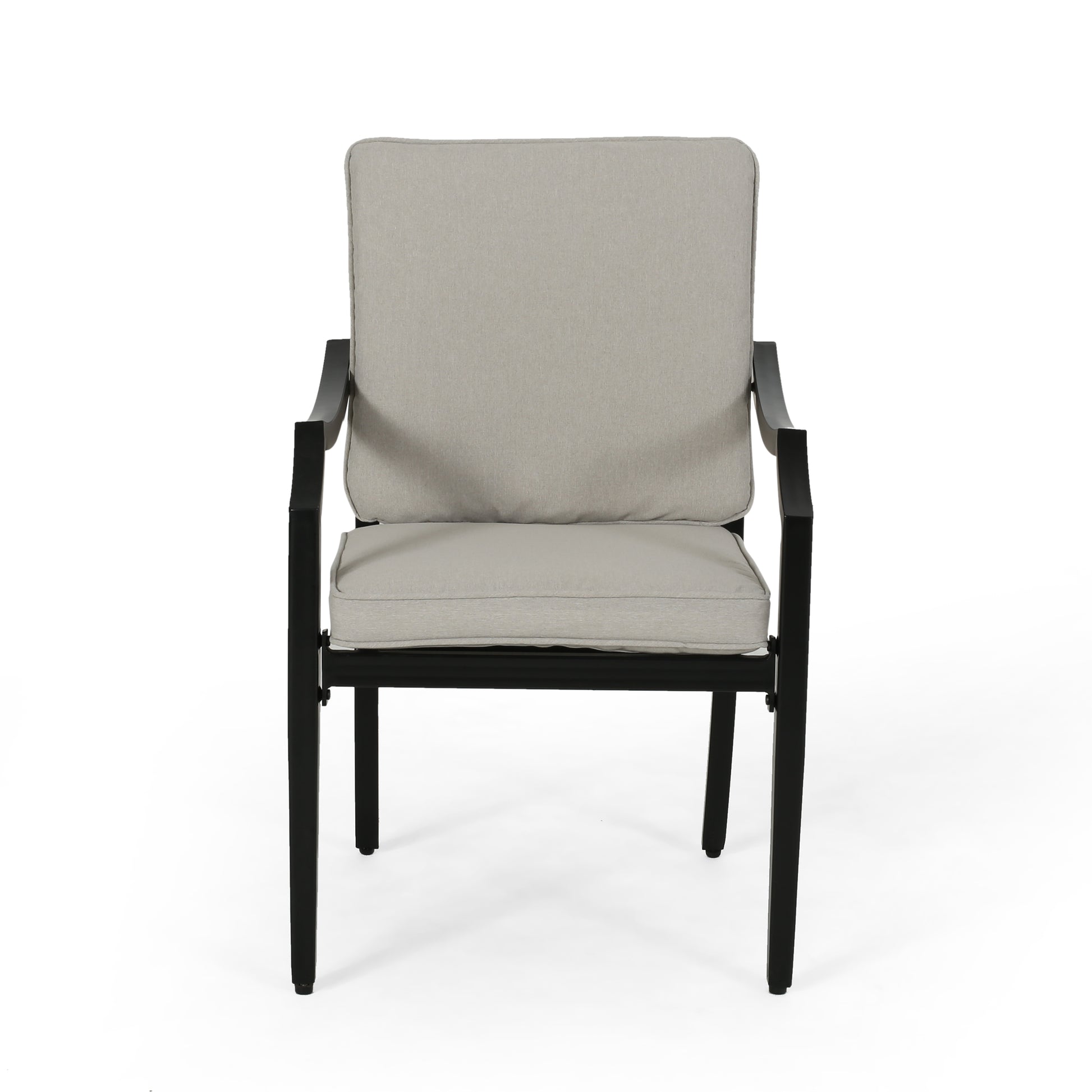 Dining Chair Beige Black Fabric Metal