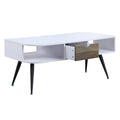Halima White & Black Finish Coffee Table Black,White Metal,Synthetic Wood