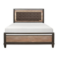 Modern Rustic Style 1Pc Queen Bed Upholstered Headboard With Led Light 2 Tone Finish Wooden Bedroom Furniture Box Spring Required Queen Brown Wood Bedroom Wood