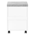 File Cabinet, Rolling Mobile, Storage Drawers, Printer Stand, Office, Work, White And Grey Cement Laminate, Contemporary, Modern White Particle Board