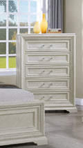 Beautiful Transitional Style 1Pc 5 Drawer Chest Storage Drawers White Cream Finish Wooden Home Bedroom Furniture Cream White Bedroom Transitional Wood