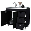 Black 2 Door 3 Drawer Kitchen Cabinet Freestanding 3 4 Drawers Black Primary Living Space Melamine