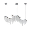 36.2 Inch Dangling Wave Crystal Chandeliers Chrome,Transparent Modern Crystal,Stainless Steel