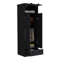 Falkland Armoire With 1 Drawer And 1 Hinged Drawer With Handles Black Bedroom Modern Particle Board