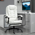 Vinsetto 7 Point Vibrating Massage Office Chair, High Back, White White Faux Leather