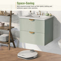 Modern 24 Inch Wall Mounted Bathroom Vanity With 2 Drawers, Green Ideal For Small Bathrooms Green Bathroom Mdf