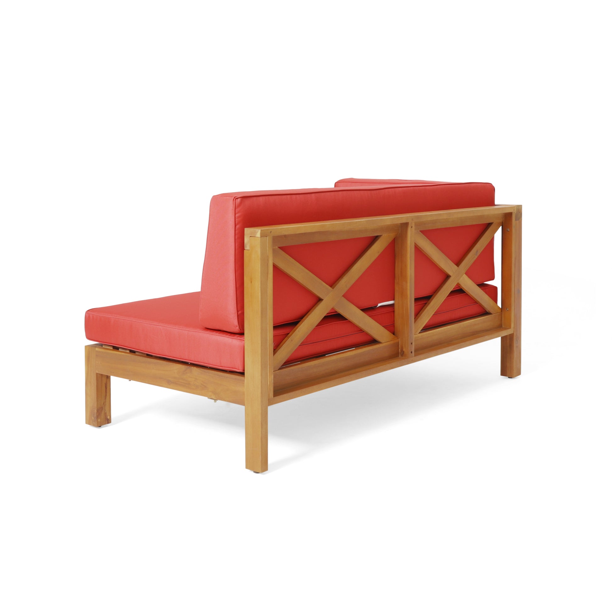 Brava X Back Left Corner Bench, Red Red Acacia Wood