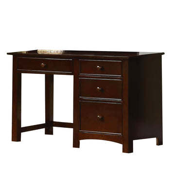 Gyla 48 Inch Modern Youth Desk, Solid Wood With Dark Espresso Brown Finish Brown Solid Wood