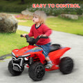Qaba Kids Atv Quad, 6V Ride On Toy With 1.6Mph Max Speed, Rechargeable Battery, 4 Wheeler Battery Powered With Lights, Forward & Reverse For Toddlers, Red Red Polypropylene