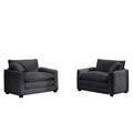 Luxurious And Sophisticated Deep Seated Sofa Set With Two Single Chairs In Grey Corduroy Fabric, Suitable For Bedroom And Office Grey Corduroy 2 Seat