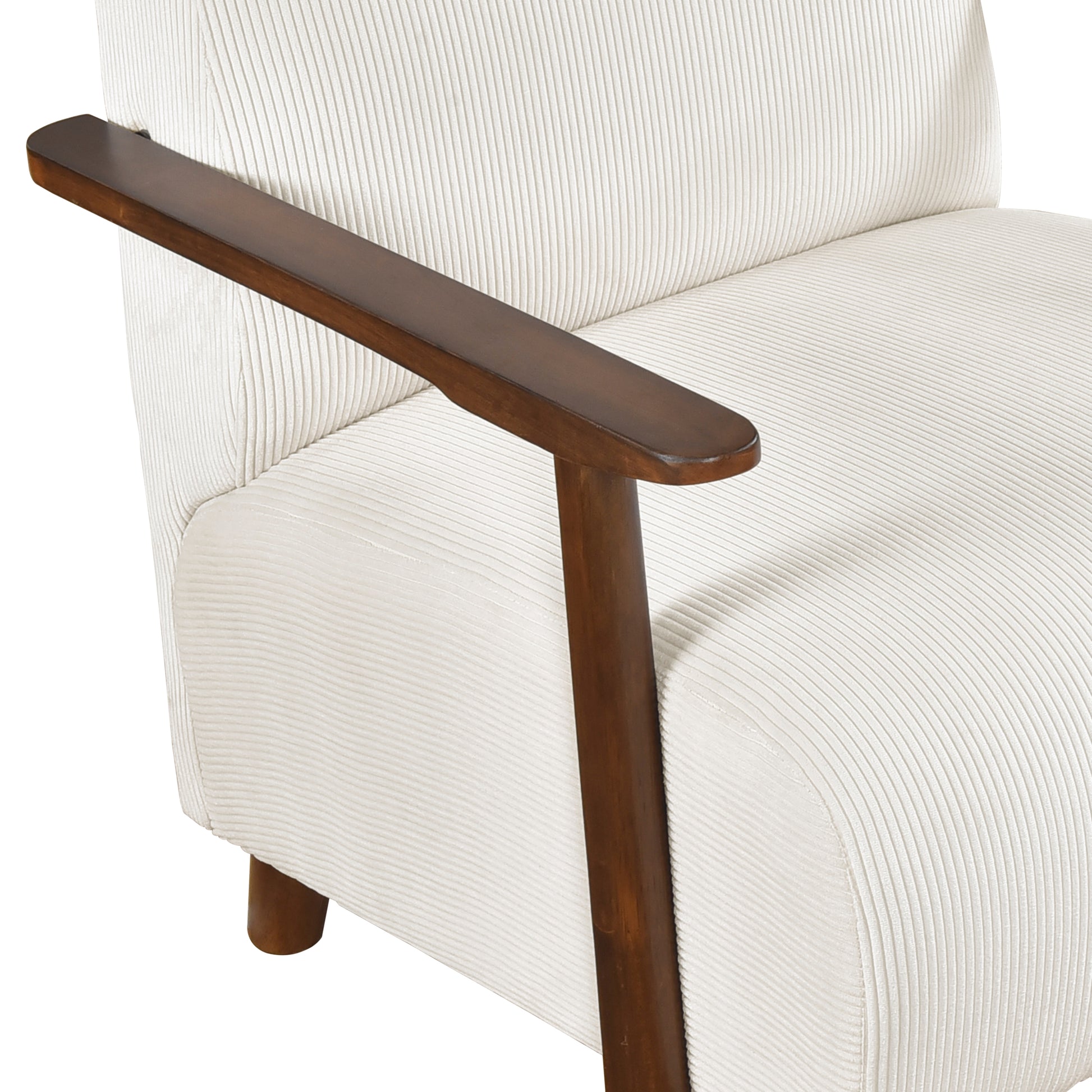 Modern Design 1Pc Accent Chair Beige Corduroy Seat Cushions Solid Wood Living Room Furniture Beige Primary Living Space Contemporary,Modern Plywood,Solid Wood