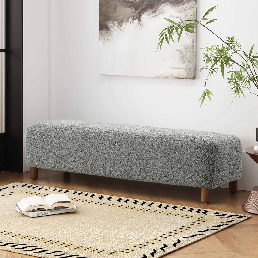 Comfortable Ottoman, Grey Grey Polyester Wood Polyester Or Polyester Blend Backless Solid Casual,Modern Pine Rectangle Armless Polyester Polyester