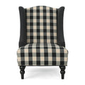 Toddman Hi Back Club Chair, High Back Fabric Club Chair, Black Checkerboard And Dark Charcoal 28D X 33W X 38H Inch Black White Scottie Dogs Fabric