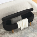 Ottoman Oval Storage Bench,Rubber Wood Leg,Black 46.