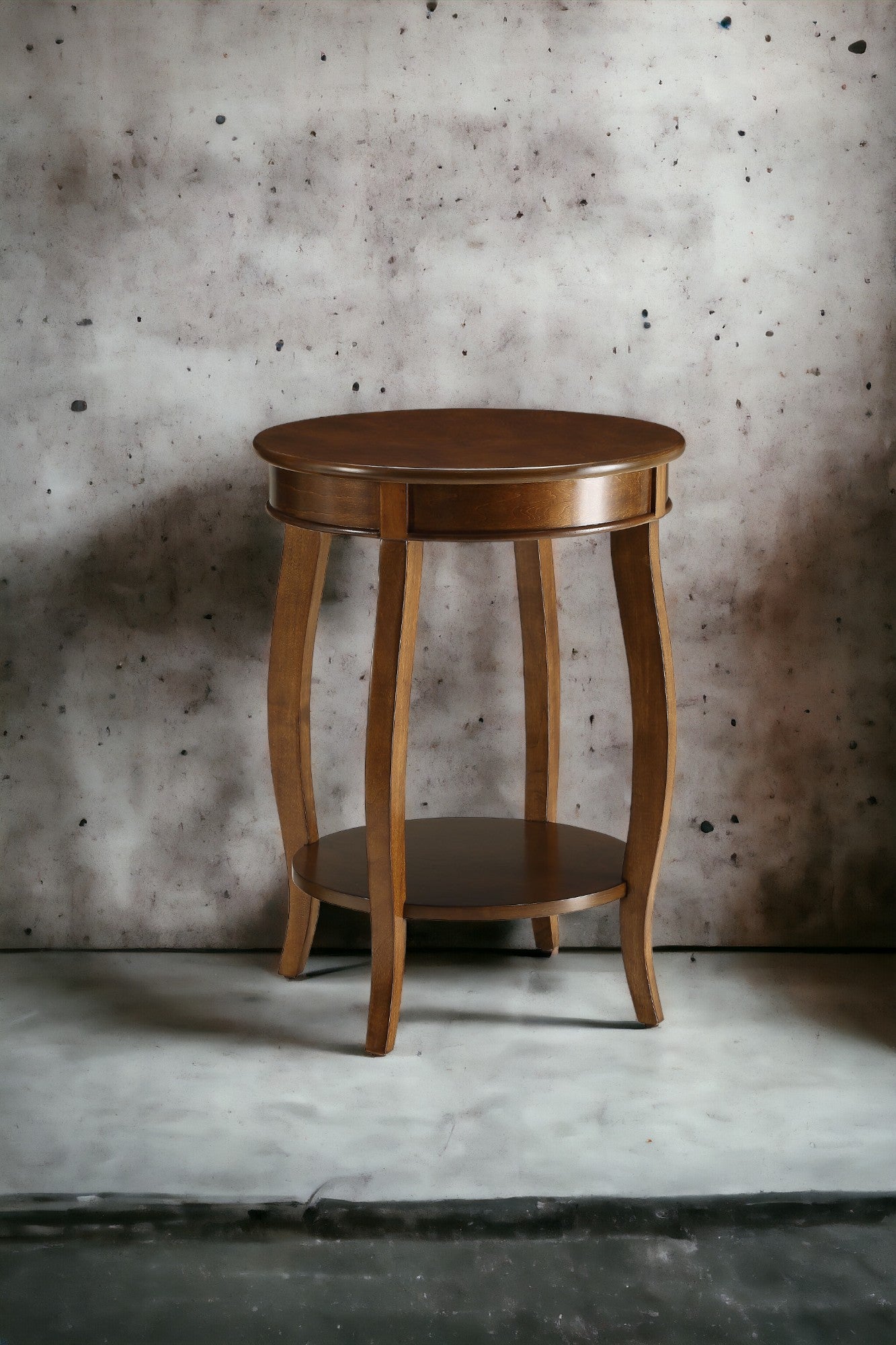 Aberta Walnut Finish Accent Table Walnut Synthetic Wood