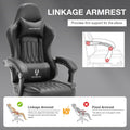 Gaming Chair With Speakers, High Back Computer Chair With Footrest, Lumbar Support And Headrest, Big And Tall Gamer Chairs With Heavy Duty Base Linkage Armrests For Adults Nylon Black Foam Faux Leather