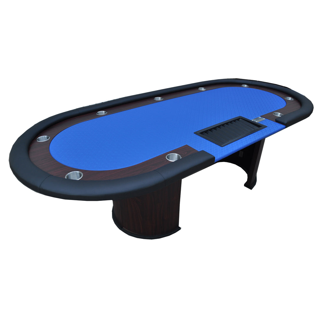 96" Poker Table Model 16367 With U Shape Legs, Drox Box, Chips Tray Blue Blue Primary Living Space Modern Wood