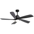 52 Inch Ceiling Fan With Dimmable Led Light 5 Solid Wood Blades Smart Remote Control Reversible Dc Motor Ceiling Fan Black For Home Black Metal & Wood