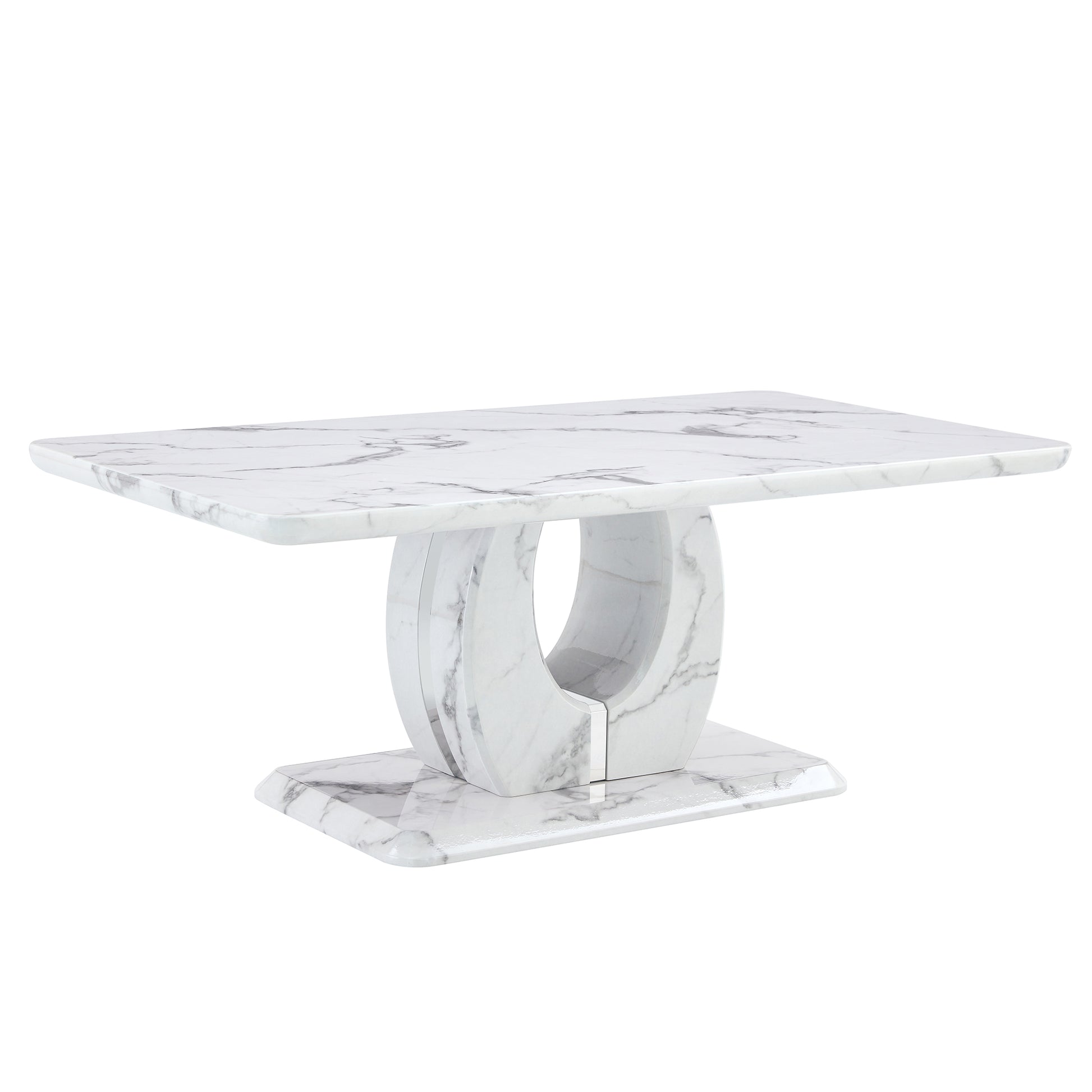 Modern Simple Luxury Imitation Marble Dining Table Rectangular Coffee Table. The Computer Desk. The Game Table. Suitable For Dining Room, Living Room, Terrace, Kitchen. 47 "X 25.6" 18 "Ct 1280 White