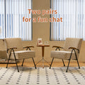 Pattern Colorful Fabric Armchair, Modern Accent Chair High Back, Living Room Chairs With Metal Legs And Soft Padded, Sofa Chairs For Home Office,Bedroom,Dining Room Cream Brown Fabric