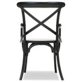 Rhy 18 Inch Dining Armchairs, Set Of 2, Metal Cross Backrests, Jet Black Black Wood Metal