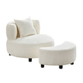Modern Chair, Single Teddy Fabric Sofa Chair With Ottoman,Sidetable, Foot Rest Comfy Chair For Living Room Bedroom And Office,Beige Beige Foam Fabric