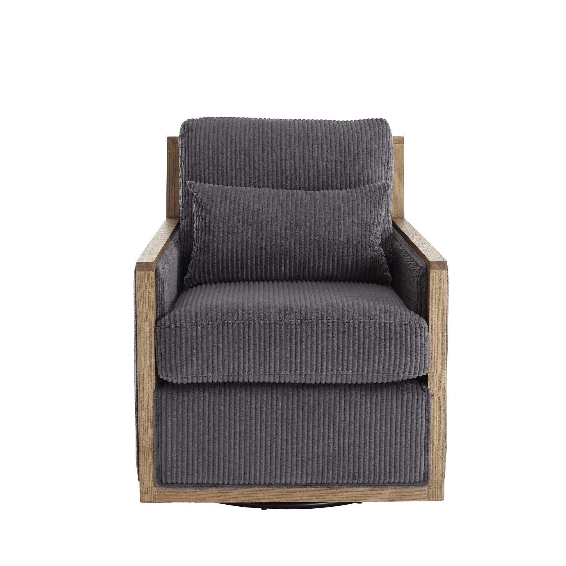 Coolmore Corduroy Swivel Barrel Chair, Comfy Accent Sofa Chair For Living Room, 360 Degree Swivel Barrel Club Chair, Leisure Arm Chair For Nursery, Hotel, Bedroom, Office, Lounge Dark Gray Dark Gray Primary Living Space Foam Corduroy