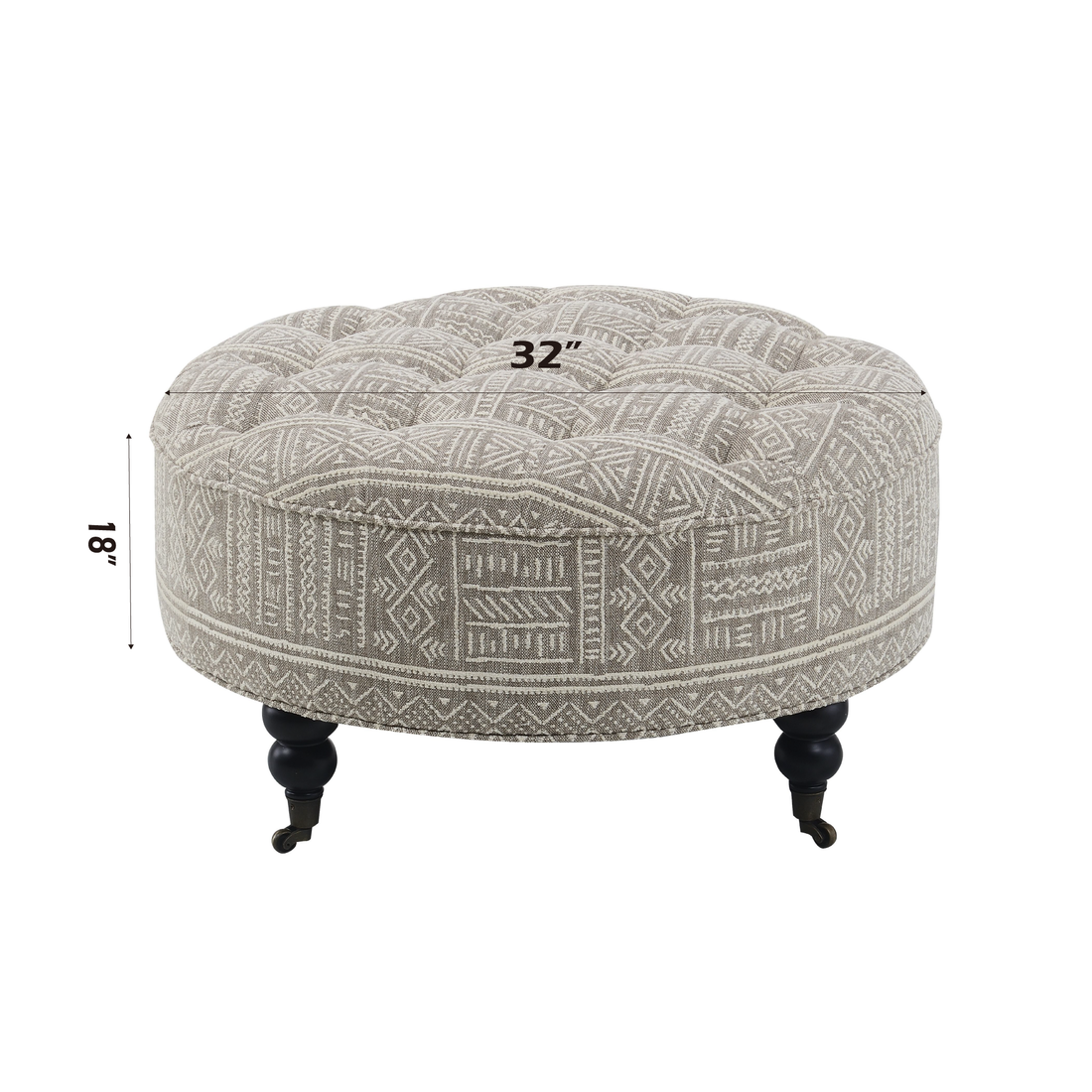 Upendo Ottoman W Casters, Pattern Fabric Ac03000 Multicolor Upholstered