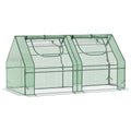 Outsunny 6' X 3' X 3' Portable Greenhouse, Garden Green House With 2 Pe Plastic Covers, Steel Frame And 2 Roll Up Windows, Green Green Steel