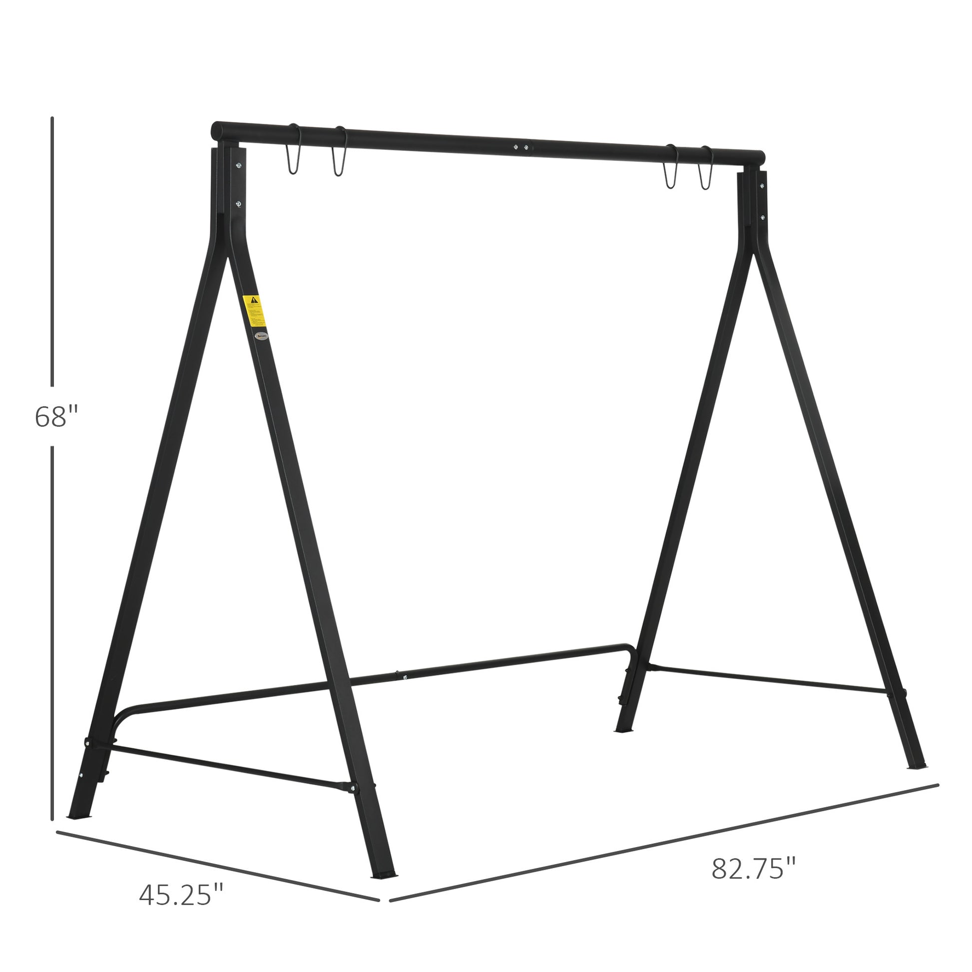 Outsunny Metal Porch Swing Stand, Heavy Duty Swing Frame, Hanging Chair Stand Only, 528 Lbs Weight Capacity, For Backyard, Patio, Lawn, Playground, Black Black Steel