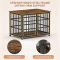 Furniture Style Dog Crate Wrought Iron Frame Door With Side Openings, Rustic Brown, 38.4''W X 27.7''D X 30.2''H. Rustic Brown Particle Board