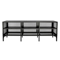 Metal Tv Stand Entertainment Center Cabinet Tv Console Table With 3 Metal Mesh Doors 2 Tier Storage Shelves For Living Room Frosted Black Black 50 59 Inches Steel