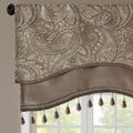 Jacquard Window Rod Pocket Valance With Beads Blue Brown 50X18