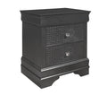 Shaker Crocodile Metallic Grey Nightstand Metallic Grey Solid Wood Mdf