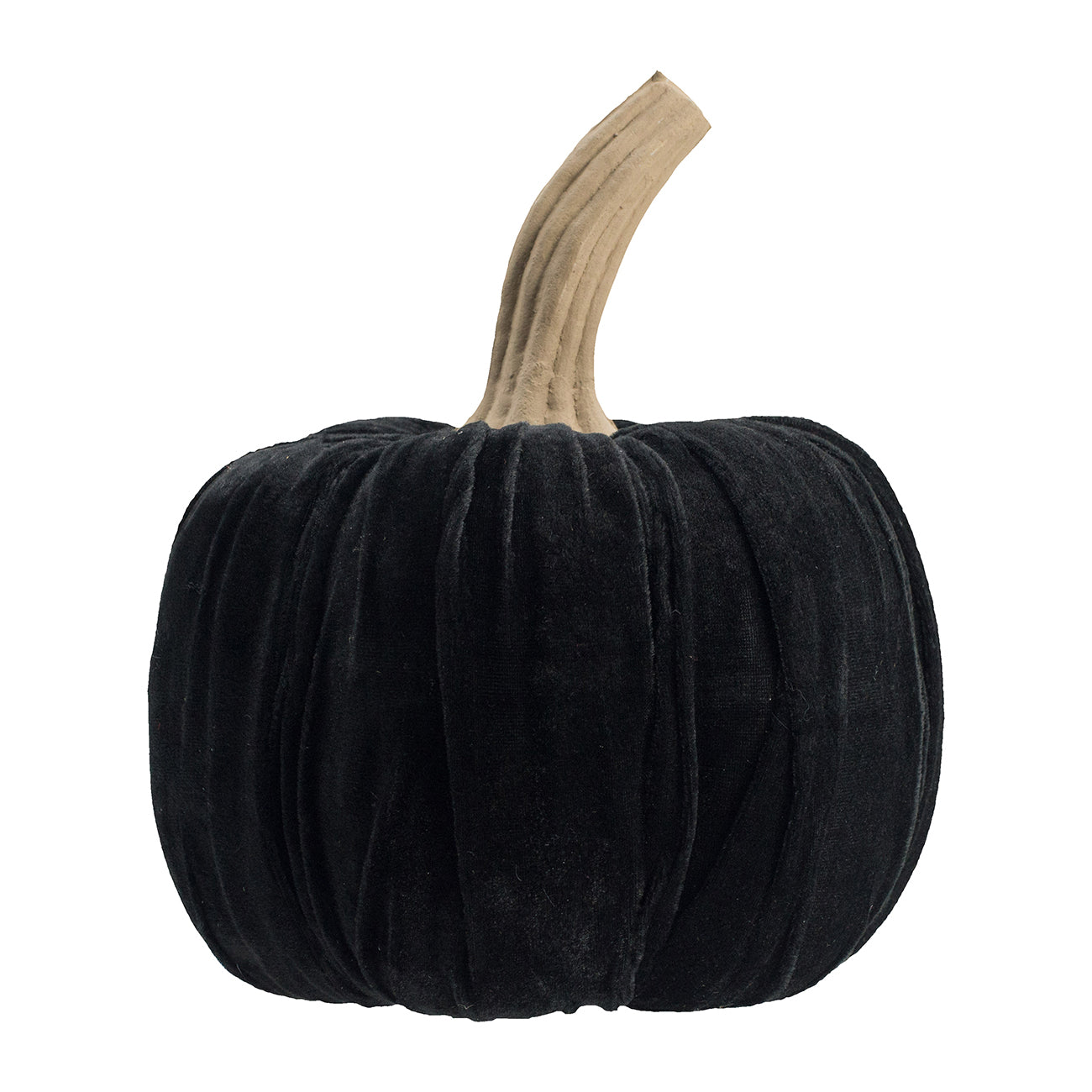 Set Of 2, 9.5" Black Velvet Pumpkin Large, For Holiday Halloween Decor Black Fabric,Foam