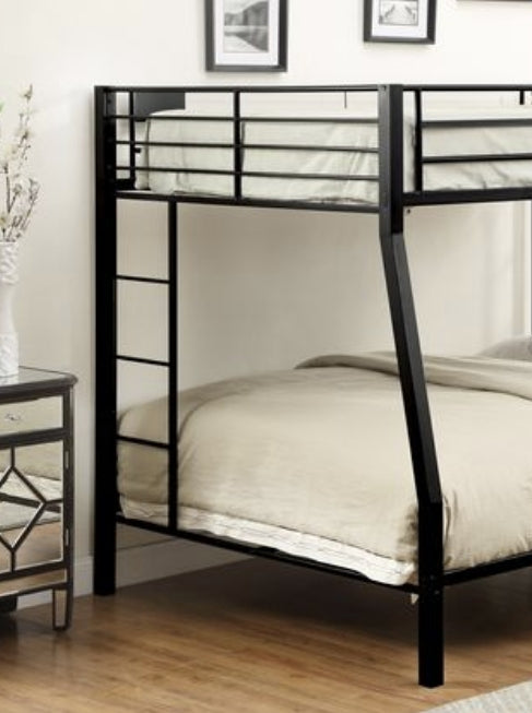 Limbra Sandy Black Finish Full Xl Queen Bunk Bed Black Metal