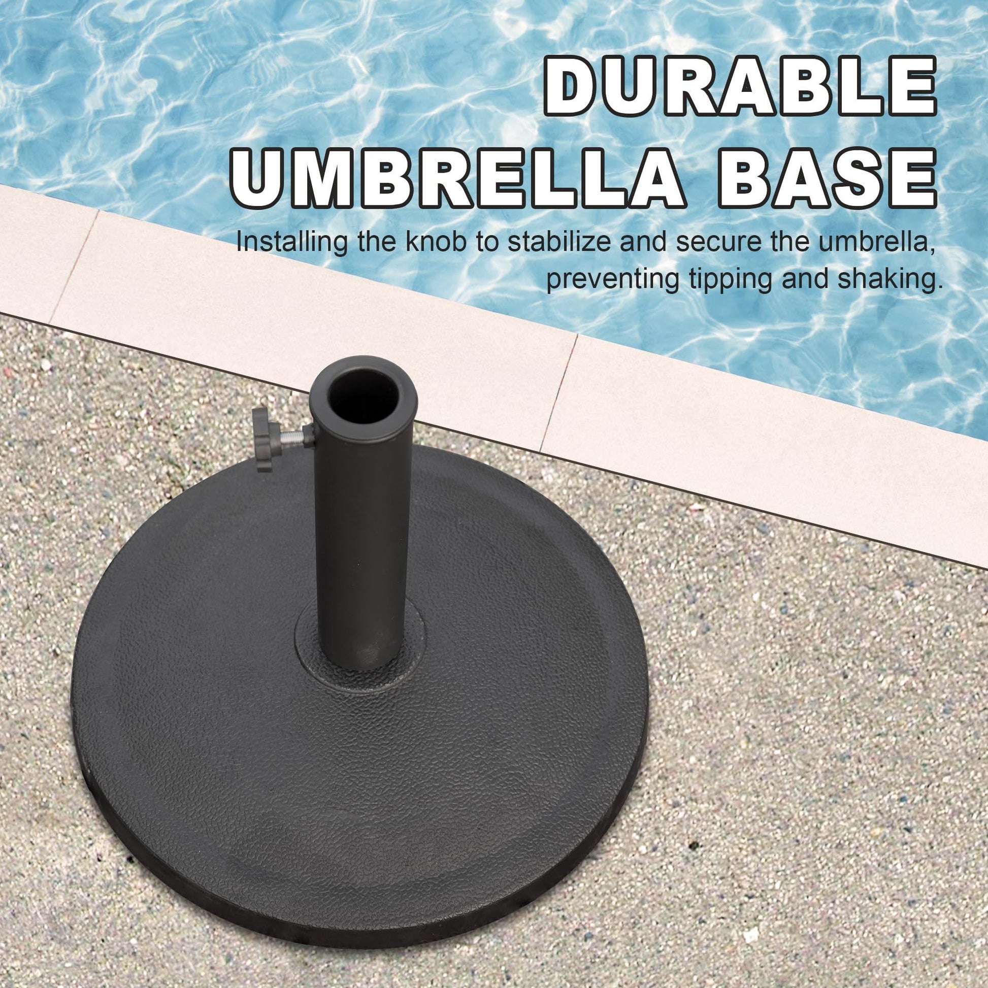 Patio Umbrella Base, Umbrella Stand Base With Adjustable Knob, Patio Table Umbrella Base For Outdoor 1.5'' 1.9'' Market Umbrella Heavy Duty Umbrella Holder, Black Black Resin