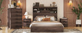 4 Pieces Bedroom Sets Queen Size Vintage Wooden Bed Frame With 2 Nightstands And 1 Dresser,Dark Walnut Box Spring Not Required Queen Walnut 4 Piece Set American Traditional Solid Wood Mdf