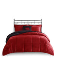 Plush To Sherpa Down Alternative Comforter Set King Red Black Polyester