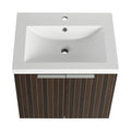 24 Inch Bathroom Cabinet With Resin Sink,Soft Close Doors,Float Mounting Design, For Small Bathroom Silver Brown Stripe Bathroom Modern Plywood Plywood