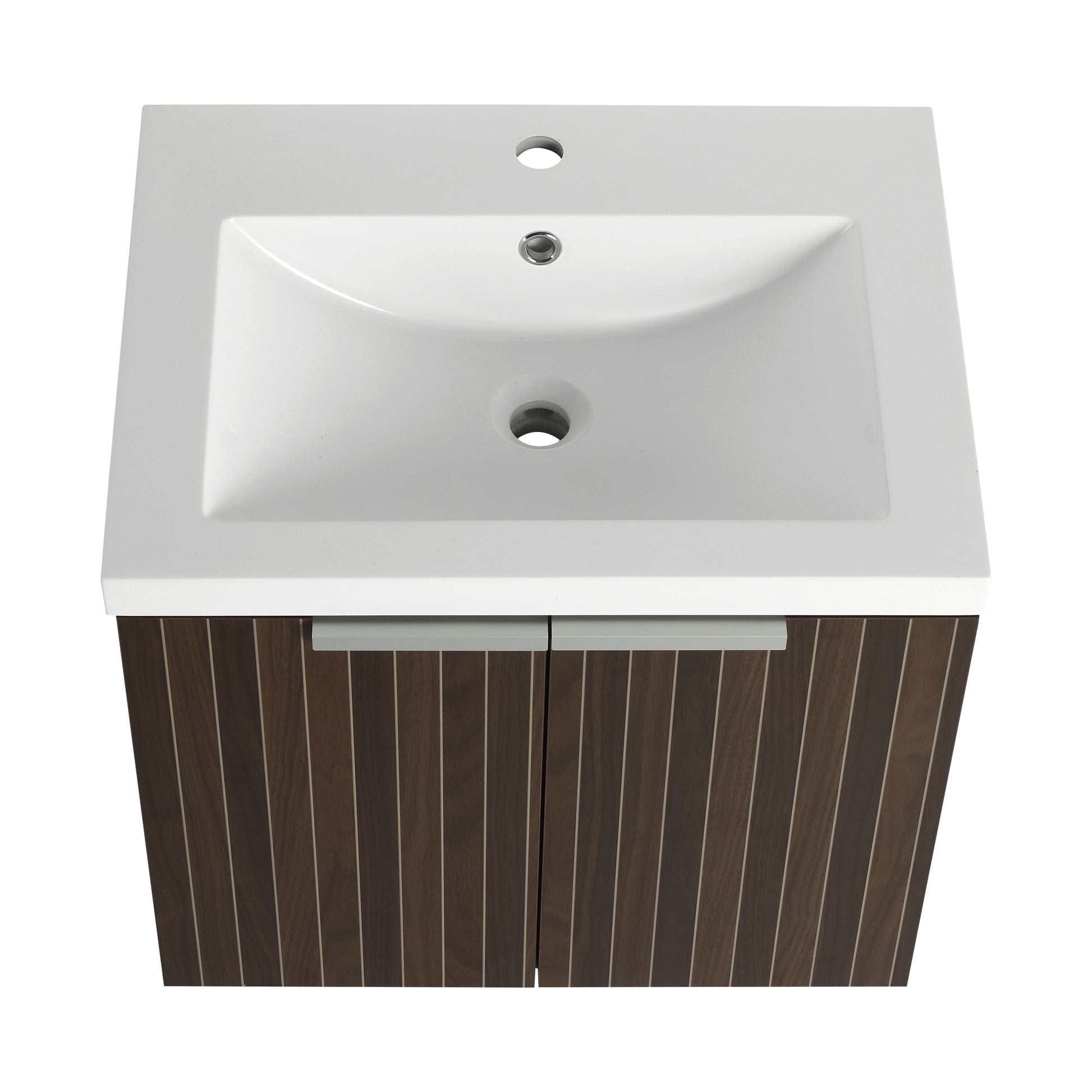24 Inch Bathroom Cabinet With Resin Sink,Soft Close Doors,Float Mounting Design, For Small Bathroom Silver Brown Stripe Bathroom Modern Plywood Plywood