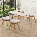 White Stone Burning Tabletop With Rubber Wooden Legs, Foldable Computer Desk, Foldable Office Desk,4 Modern Chairs Can Rotate 360 Degrees,The Seat Cushion Is Made Of Pu Material. Zd 1545Sc 003 White Sintered Stone