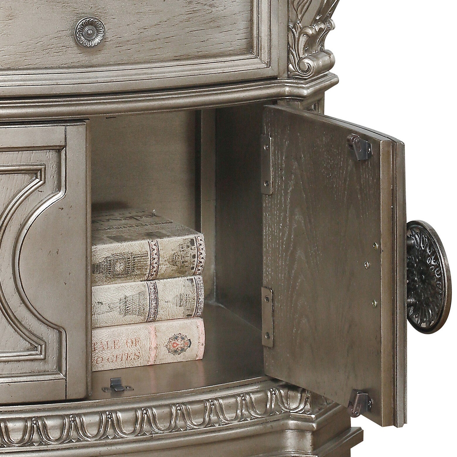 Antique Silver Nightstand With 1 Cabinet Antique Silver 1 Drawer Bedroom Rectangle Vintage Poplar Drawers Antique Wood Plastic