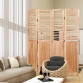 55.2'' W X 65'' H 4 Panel Solid Wood Folding Room Divider, Natural Natural Solid Wood