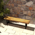 Outsunny Wooden Outdoor Garden Bench, Park Bench With Acacia Wood Seat, Front Porch Bench With Metal Frame For Conservatory, Poolside, Deck, 63