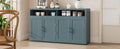 4 Door Classic Sideboard With Open Storage And Adjustable Shelves Perfect For Kitchens, Living Rooms Smoke Blue Smoke Blue Mdf